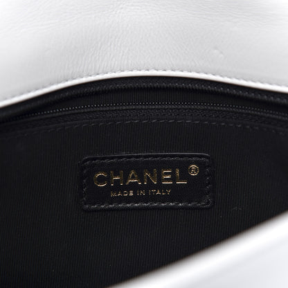Chanel Calfskin Quilted Medium Graphic Flap Black White 8 of 12