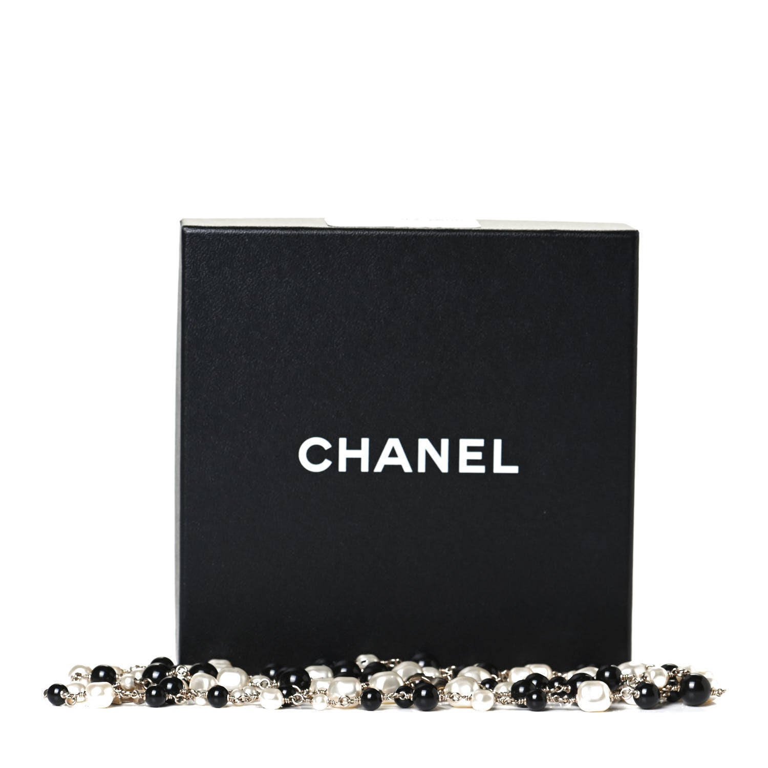 Chanel Pearl Bead Enamel CC Long Necklace Black Light Gold 5 of 5