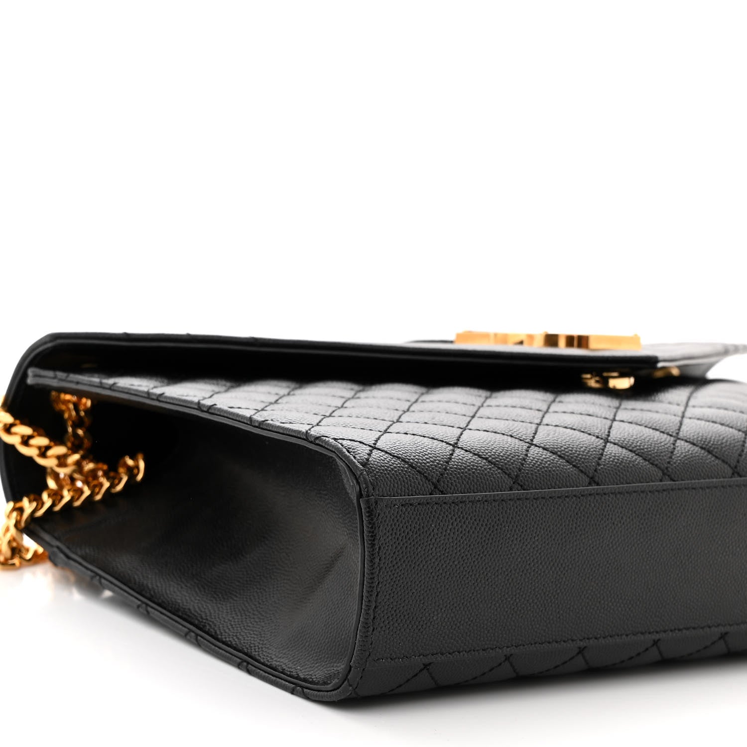 Saint Laurent Grain De Poudre Textured Mixed Matelasse Large Triquilt Monogram Satchel Black 9 of 10