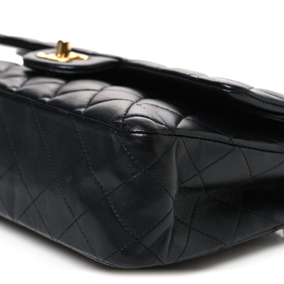 Lambskin Quilted Medium Double Flap Black