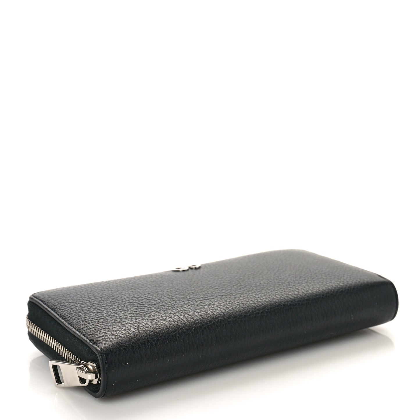 Pebbled Calfskin Dorian Zip Around Wallet Black