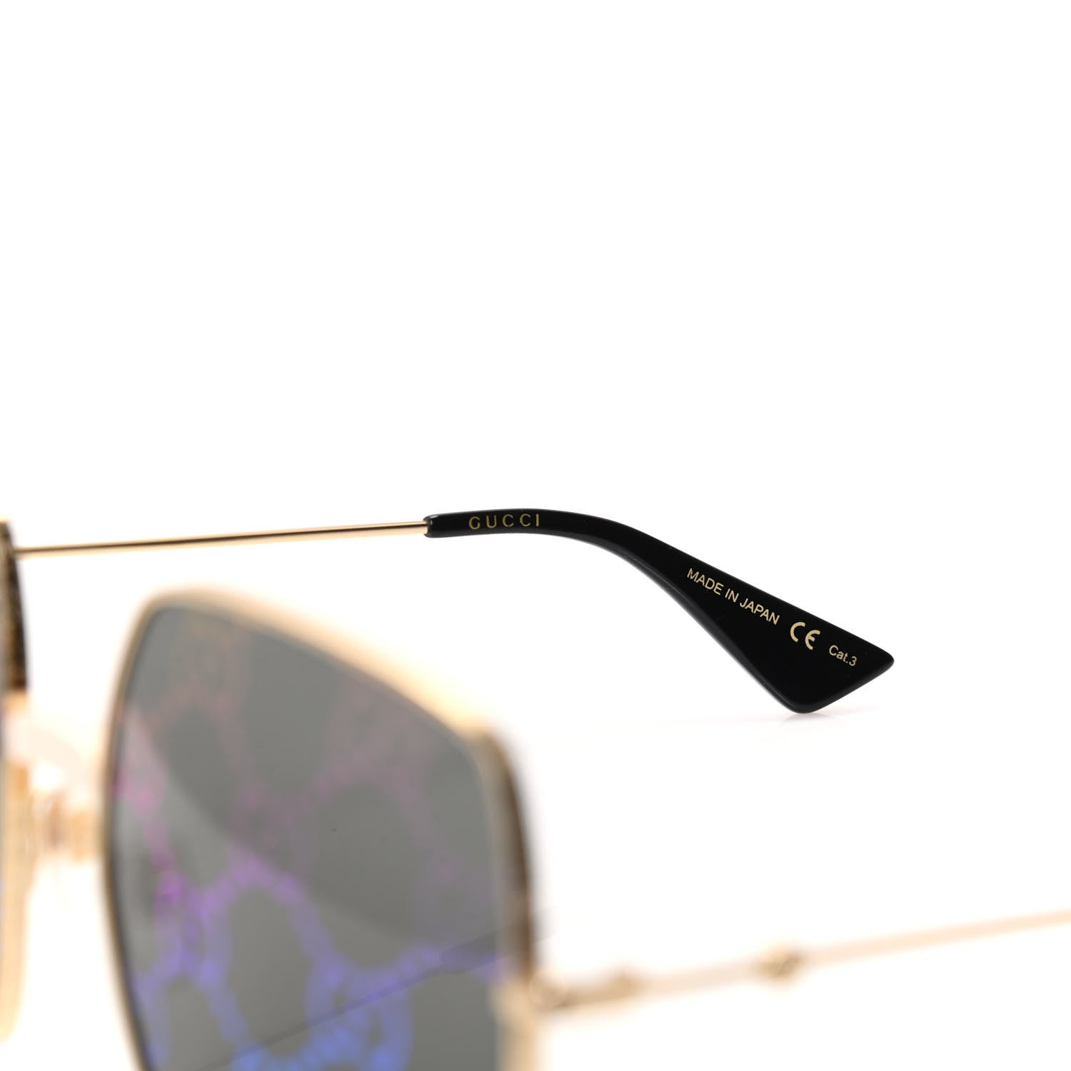 Gucci Metal Rectangular Frame Sunglasses GG0414S Gold Multicolor 5 of 8
