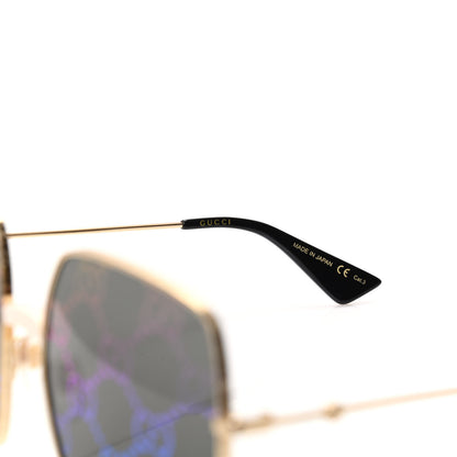 Gucci Metal Rectangular Frame Sunglasses GG0414S Gold Multicolor 5 of 8