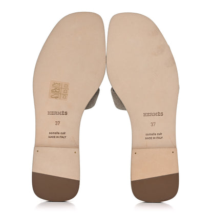 Hermes Chevre Velours Vibrato Oran Sandals 37 Beige Sable 5 of 10