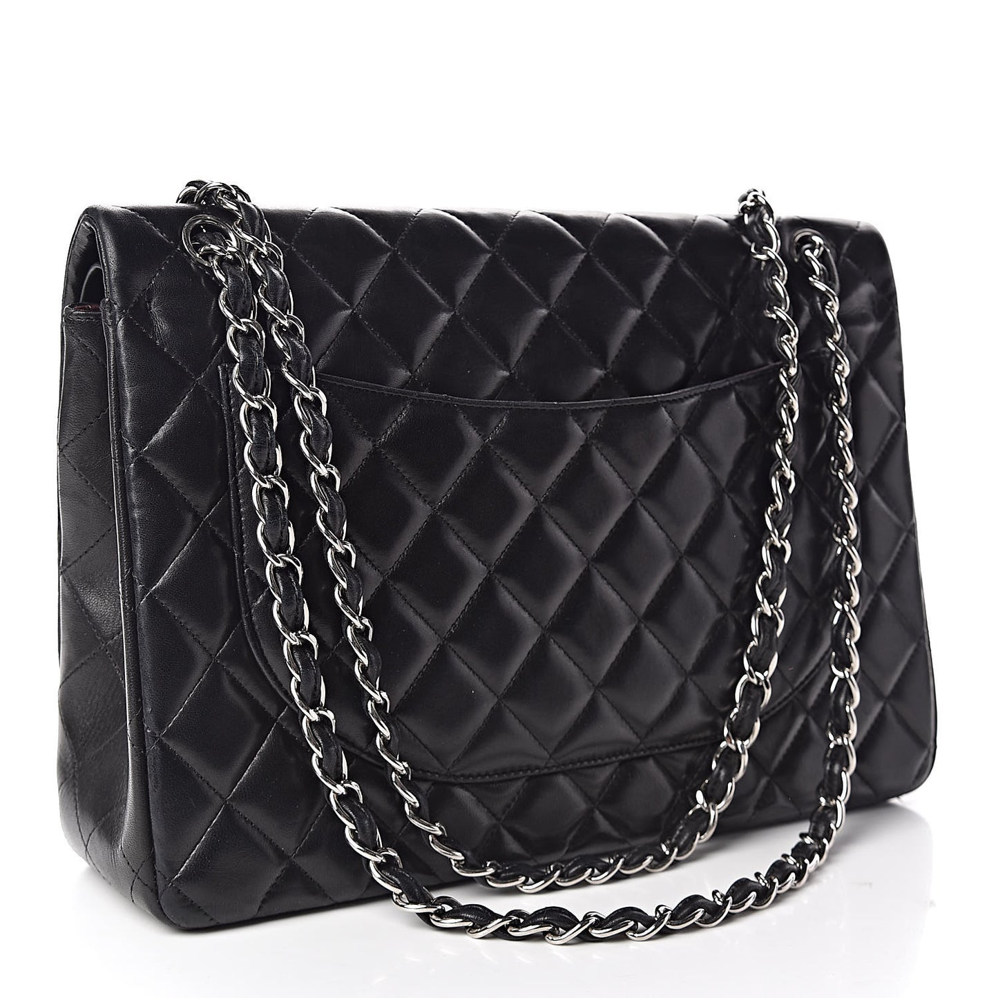 Lambskin Quilted Maxi Double Flap Black