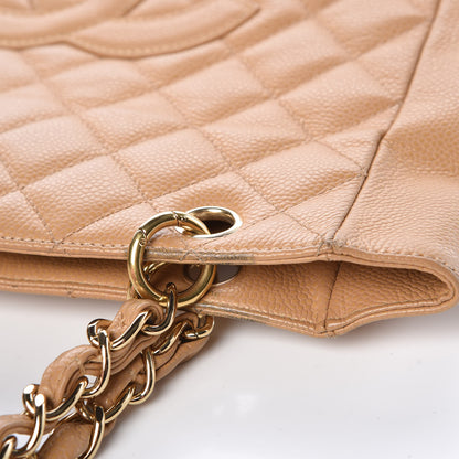 Chanel Caviar Quilted Petit Shopping Tote PST Dark Beige 8 of 13