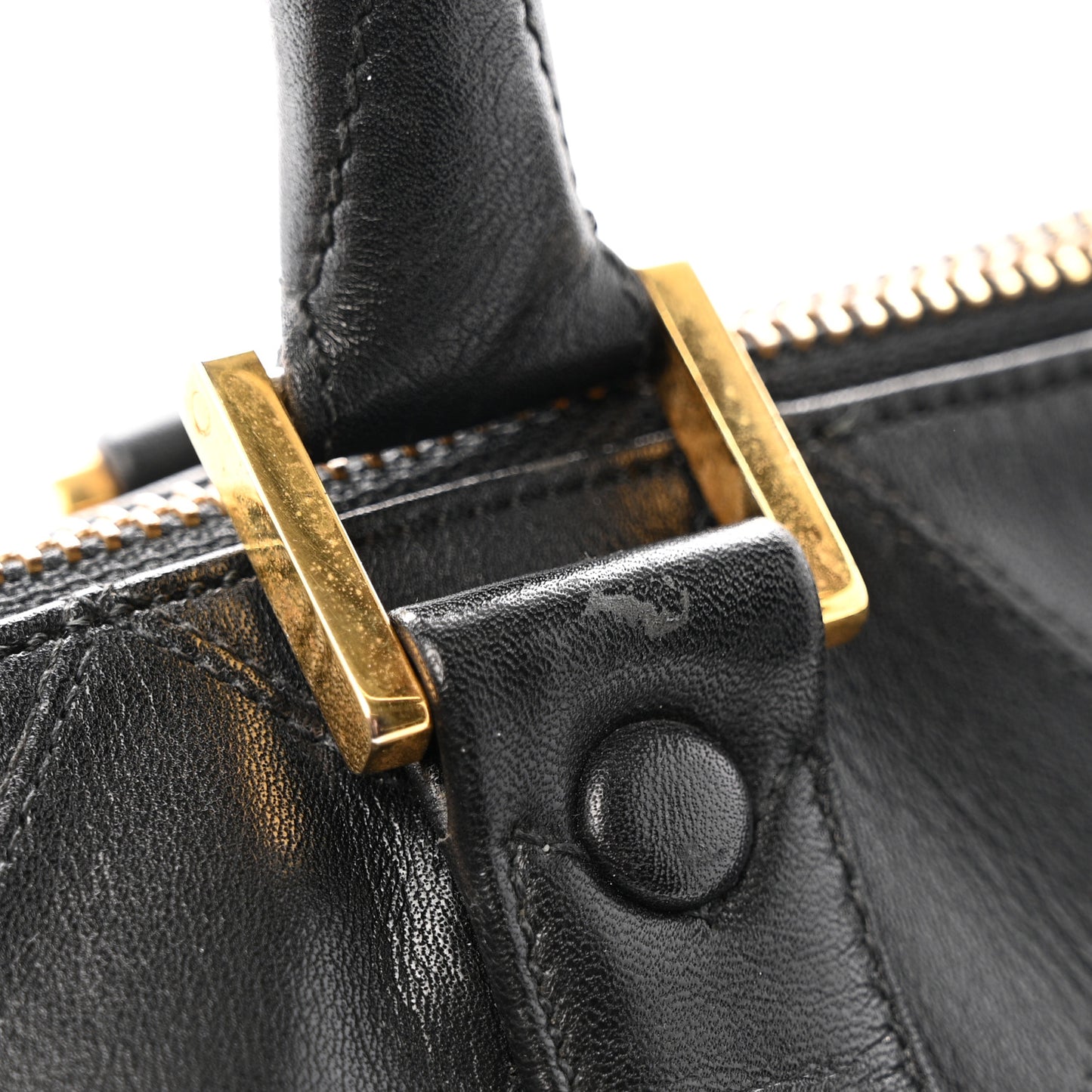 Calfskin Stitched Duffle Travel Bag Black