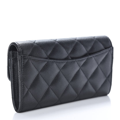 Chanel Caviar Quilted Medium Gusset Flap Wallet Black 3 of 9