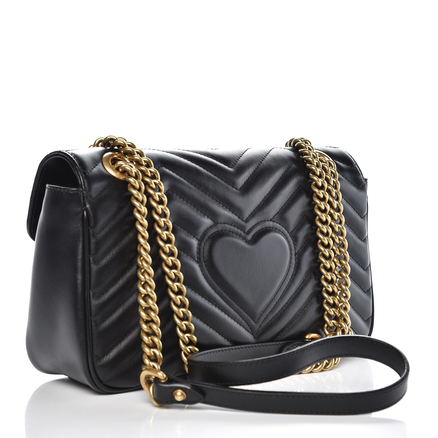 Gucci Calfskin Matelasse Small GG Marmont Shoulder Bag Black 3 of 7