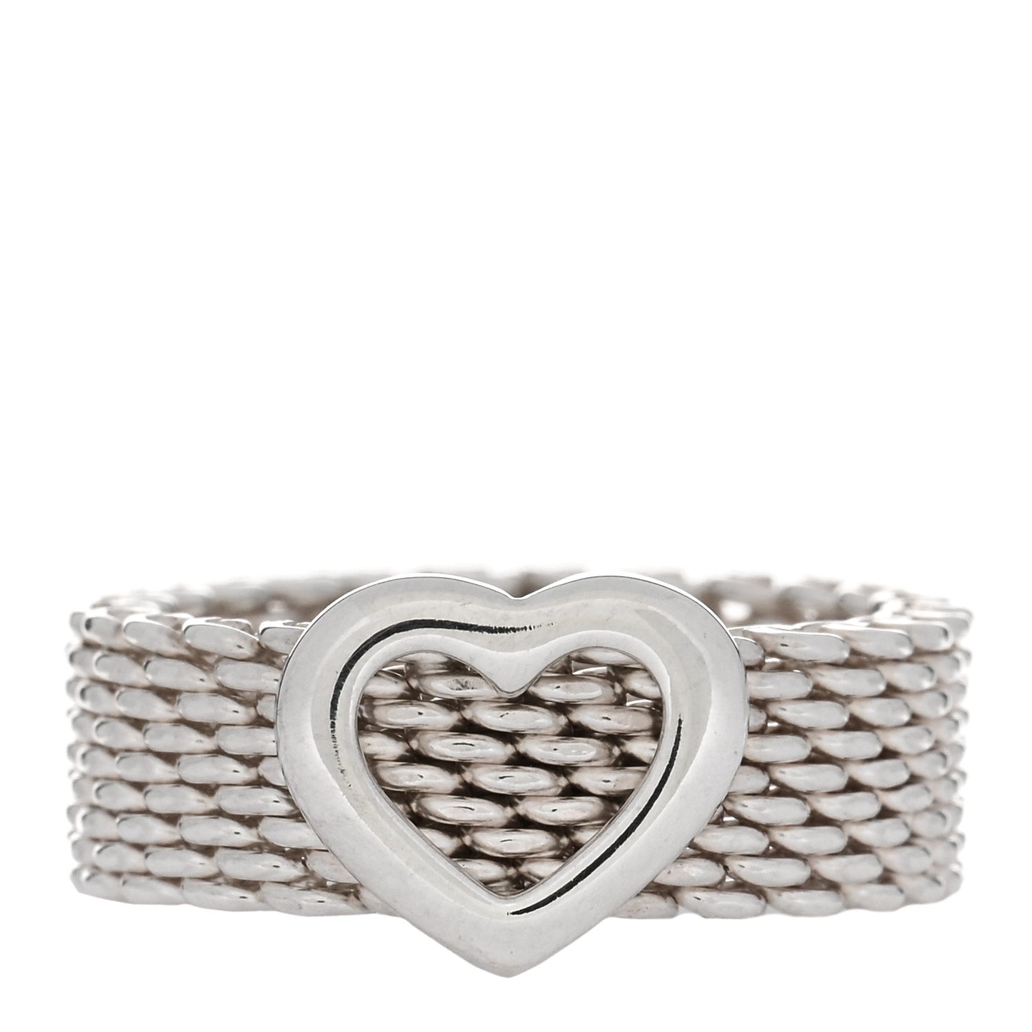 Sterling Silver Somerset Mesh Heart Ring 50 5.5