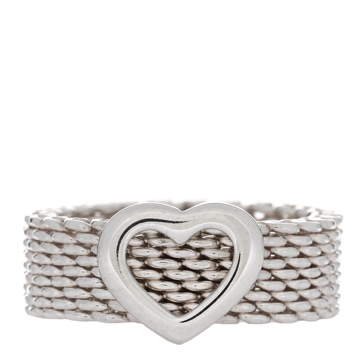 Tiffany Sterling Silver Somerset Mesh Heart Ring 50 5.5 1 of 4