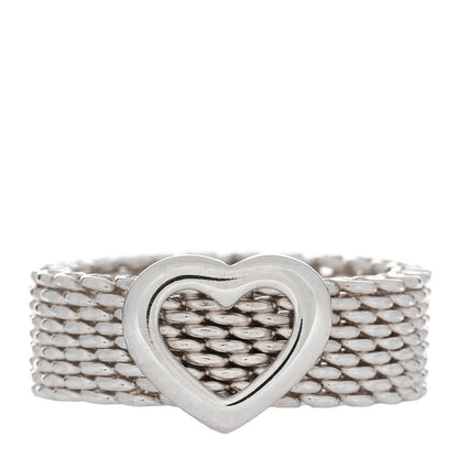 Tiffany Sterling Silver Somerset Mesh Heart Ring 50 5.5 1 of 4