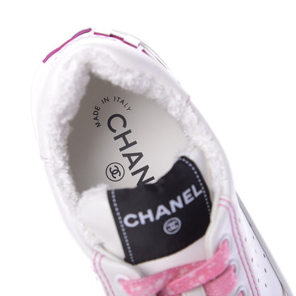 Chanel Calfskin Womens Logo Sneakers 37 White Pink 8 of 10