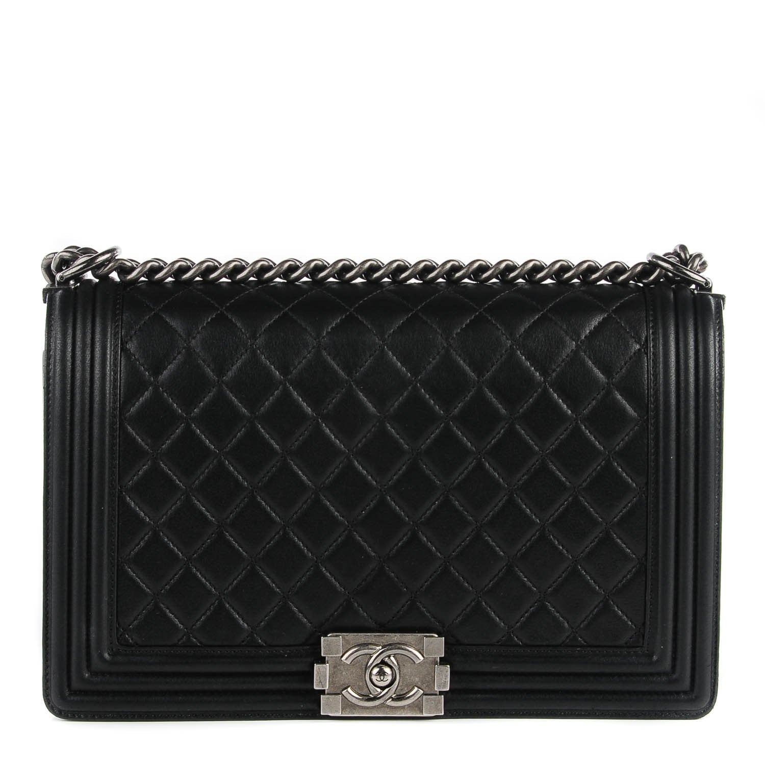 Chanel Metallic Calfskin Quilted New Medium Boy Flap Black 1 of 9