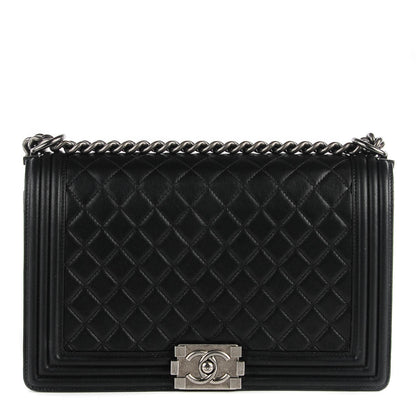 Chanel Metallic Calfskin Quilted New Medium Boy Flap Black 1 of 9