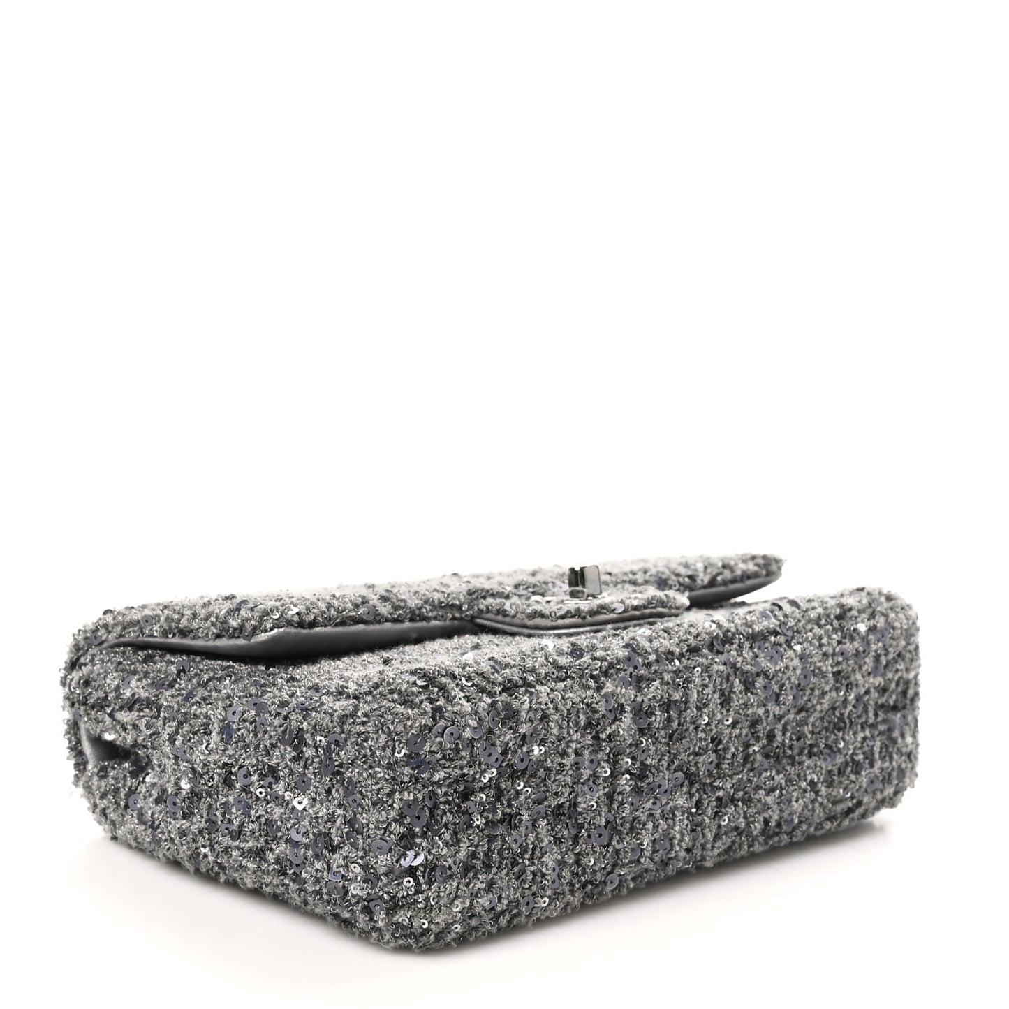 Tweed Sequin Mini Rectangular Flap Grey