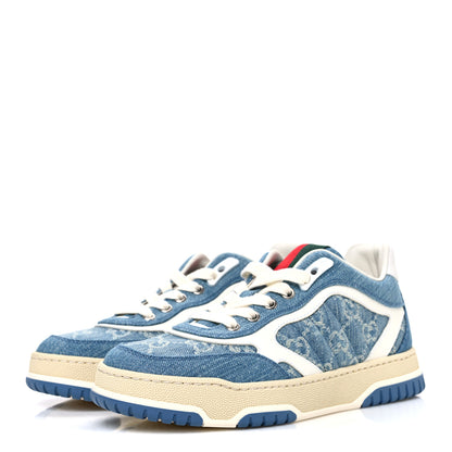 Gucci New Denim Delave GG Monogram Womens Re-Web Sneakers 36 Light Blue Royale 4 of 11