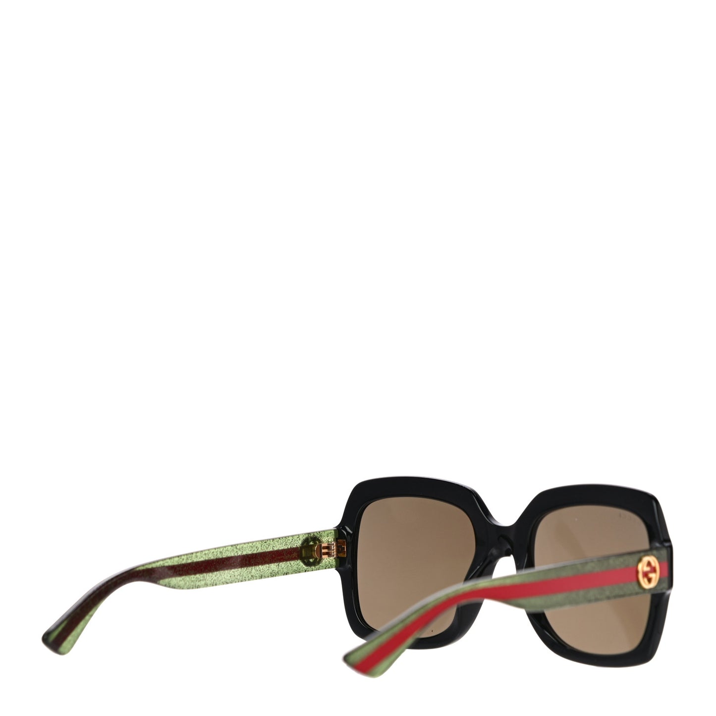 Acetate Square Frame Web Glitter Sunglasses GG0036S Black Green