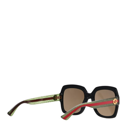Gucci Acetate Square Frame Web Glitter Sunglasses GG0036S Black Green 3 of 7