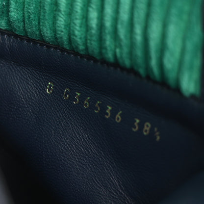 Chanel Suede Calfskin Velvet Quilted CC Combat Boots 38.5 Navy Green Black 8 of 12