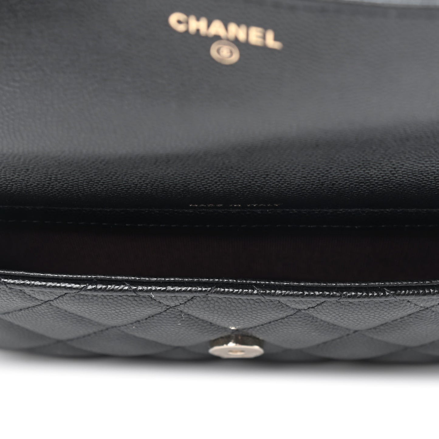 Caviar Quilted Flap Phone Holder With Chain Black