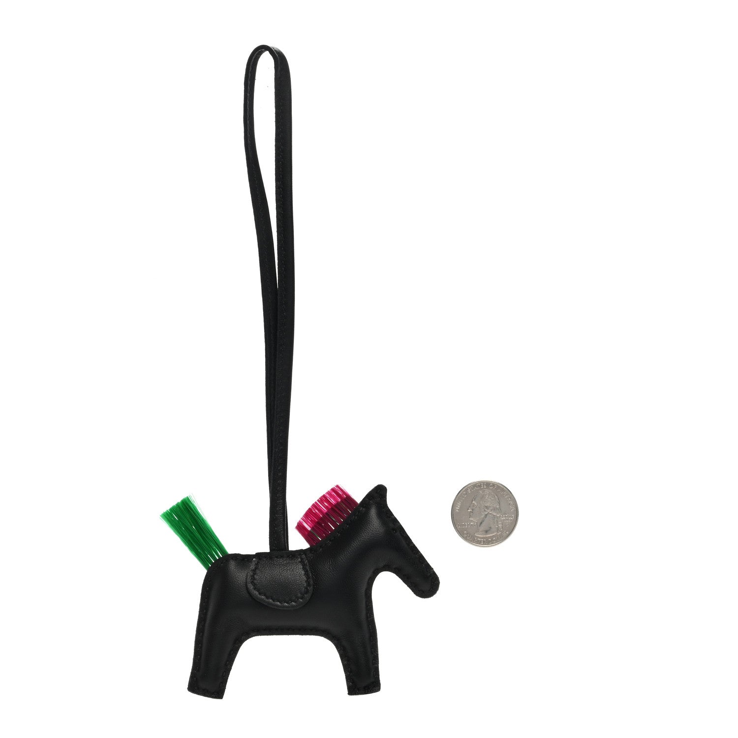 Hermes Milo Lambskin Horse Hair Grigri Rodeo Punk Horse Bag Charm PM Black Menthe Magnolia 2 of 3