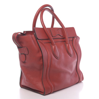 Celine Drummed Calfskin Mini Luggage Red 3 of 21