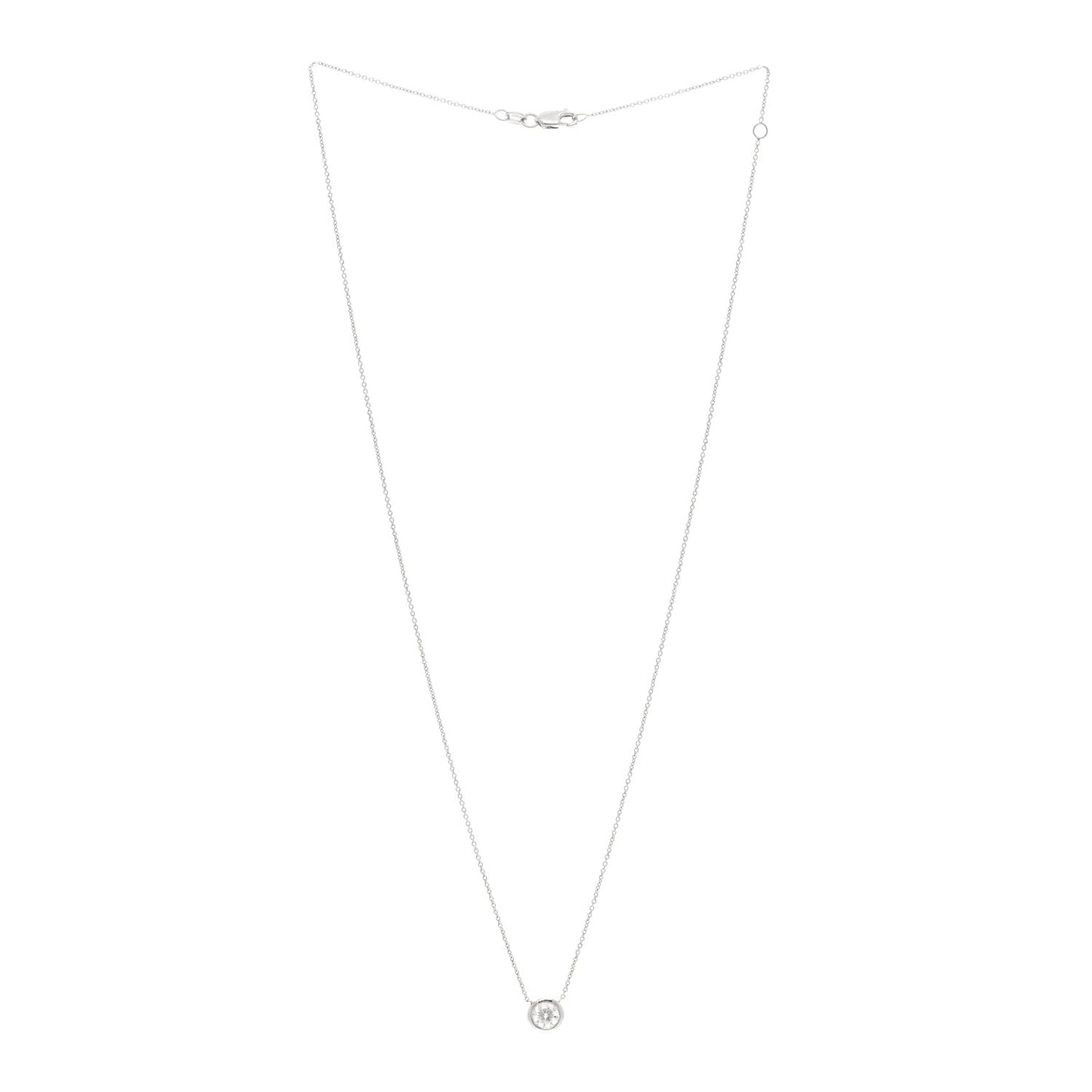 18K White Gold Diamond .50ct Diamonds by the Inch Pendant Necklace