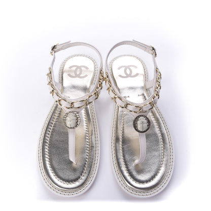 Chanel Lambskin Thong Sandals 36.5 White 5 of 10