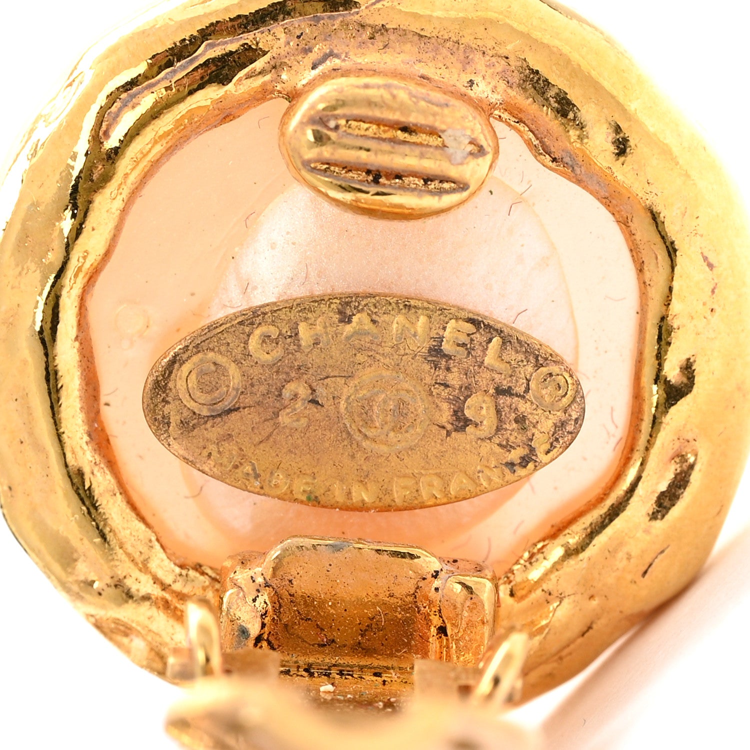 Chanel Pearl Crystal CC Drop Clip On Earrings Gold 4 of 8
