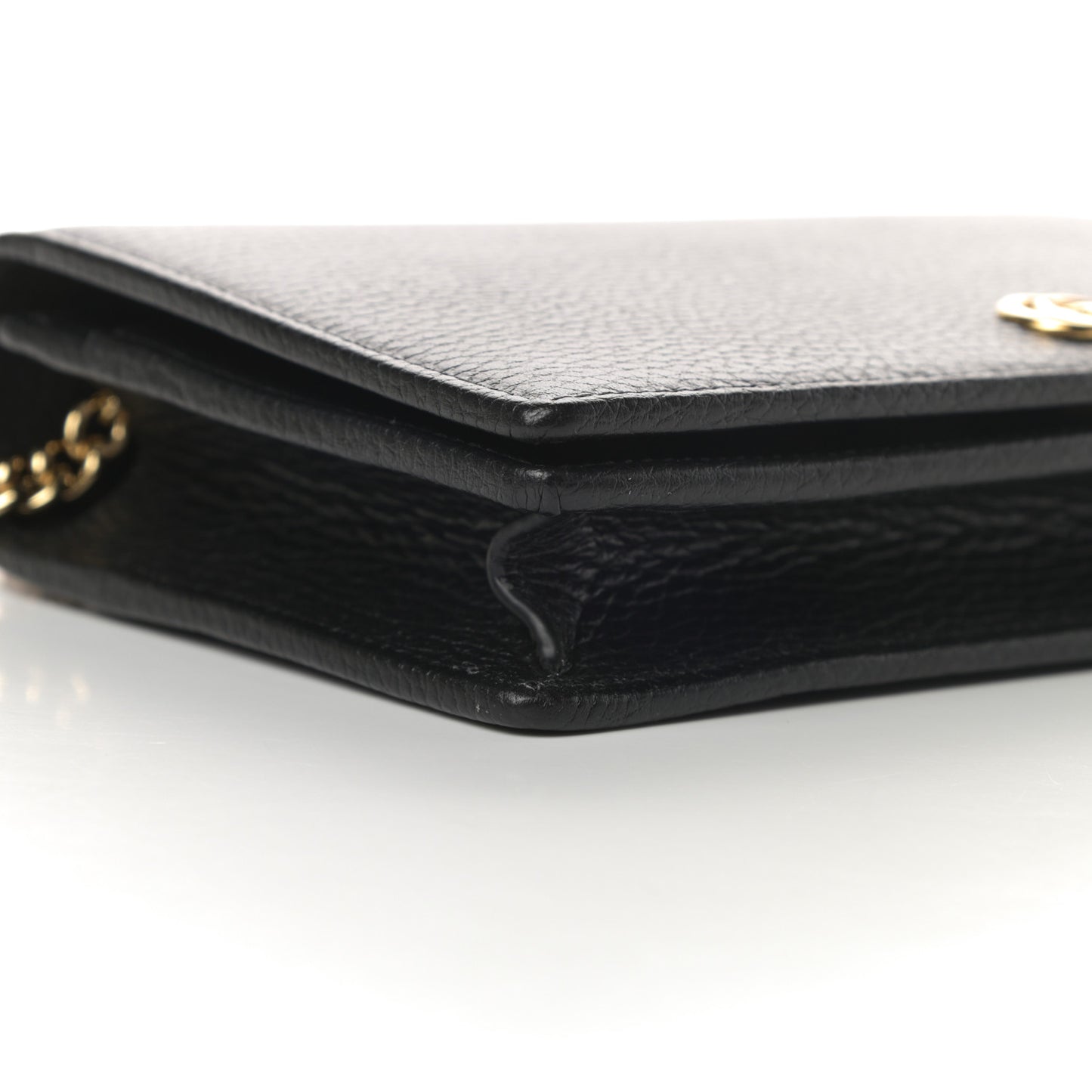 Calfskin Mini GG Marmont Chain Wallet Black