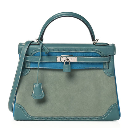 Hermes Veau Doblis Taurillon Clemence Evergrain Ghillies Kelly Retourne 32 Turquoise Ciel 1 of 38