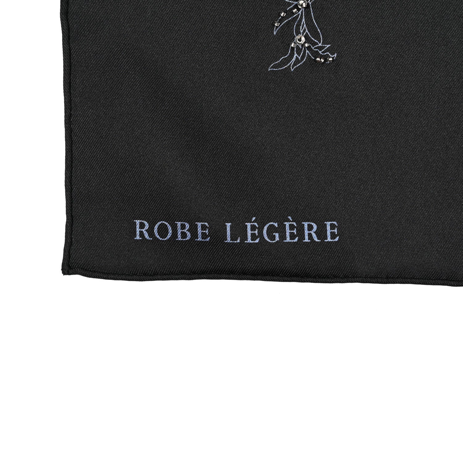 Hermes Silk Embroidered Robe Legere Scarf 90 Black Bleu 3 of 4