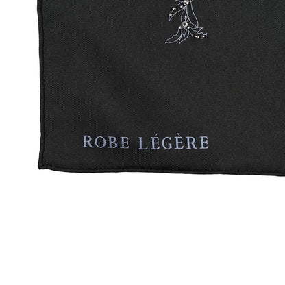 Hermes Silk Embroidered Robe Legere Scarf 90 Black Bleu 3 of 4