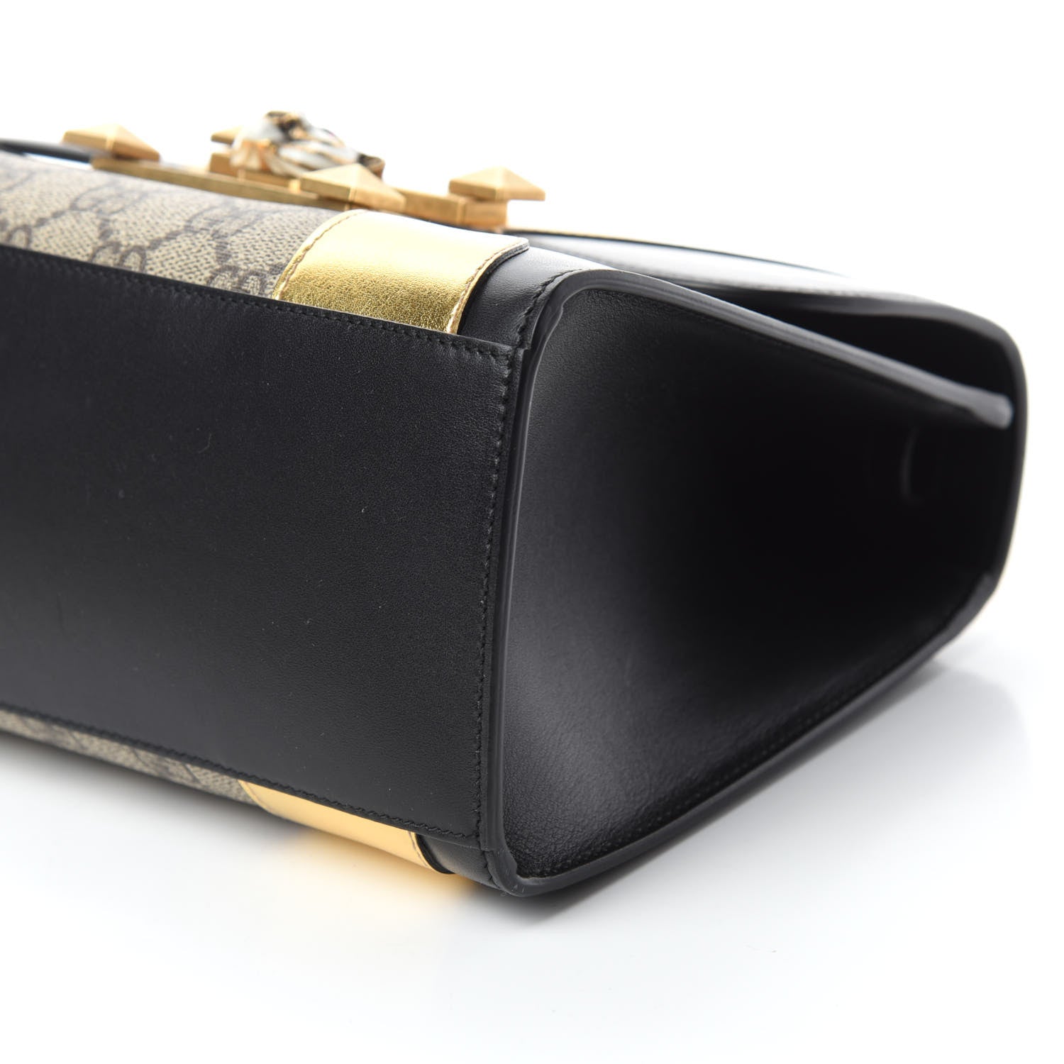 Gucci GG Supreme Monogram Small Osiride Top Handle Bag Black Gold 7 of 11