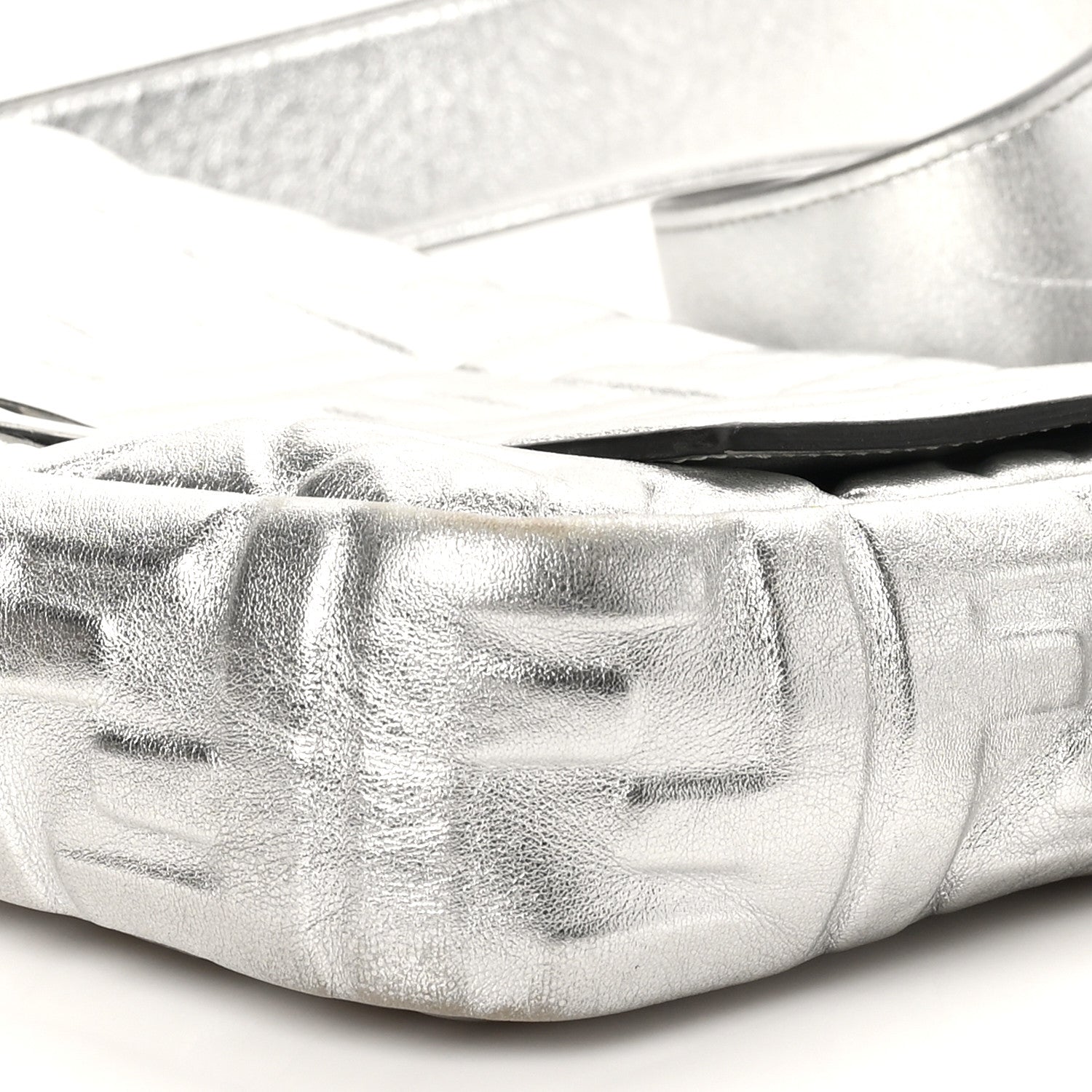 Fendi Vitello Catalan Mirror FF 1974 Embossed Baguette Argento 10 of 11