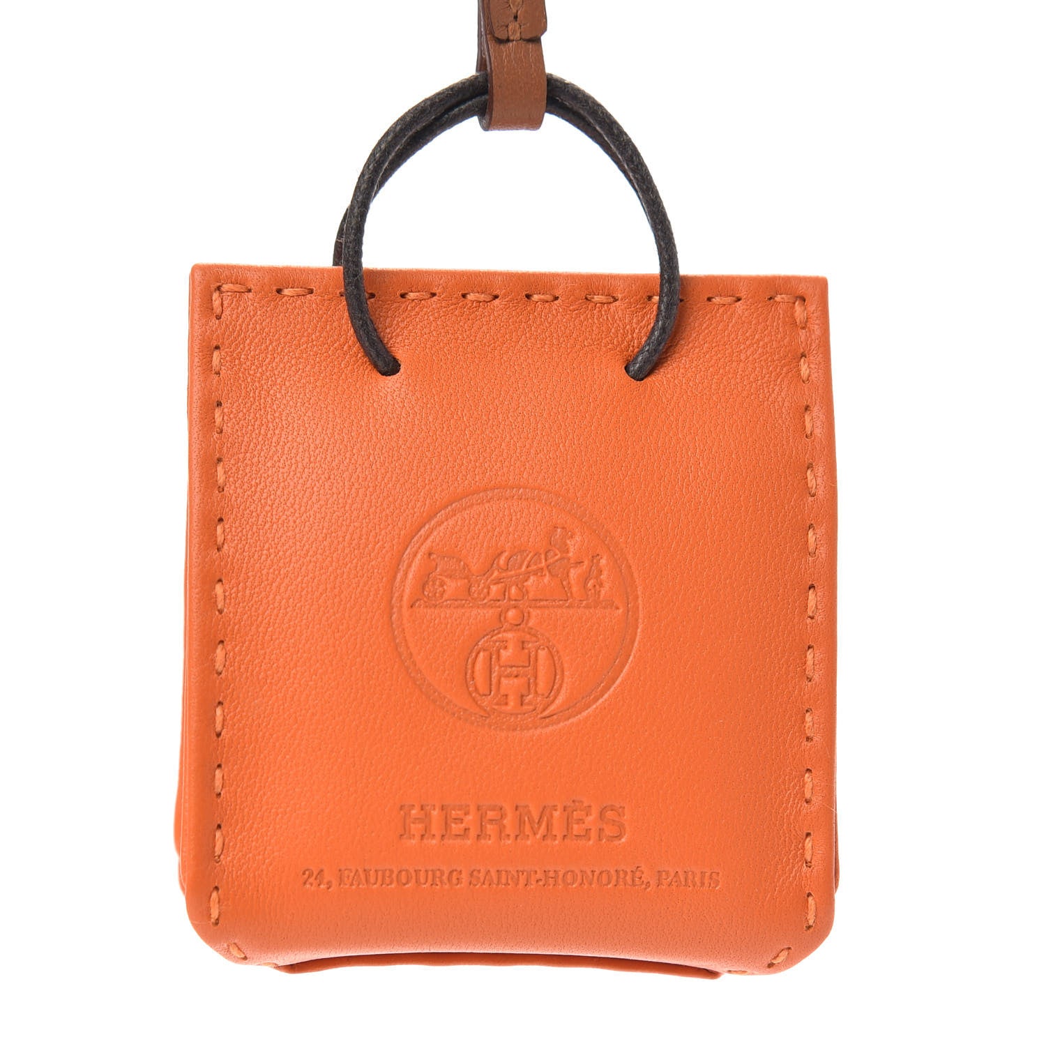 Hermes Milo Lambskin Swift Shopping Bag Charm Feu Gold 3 of 4