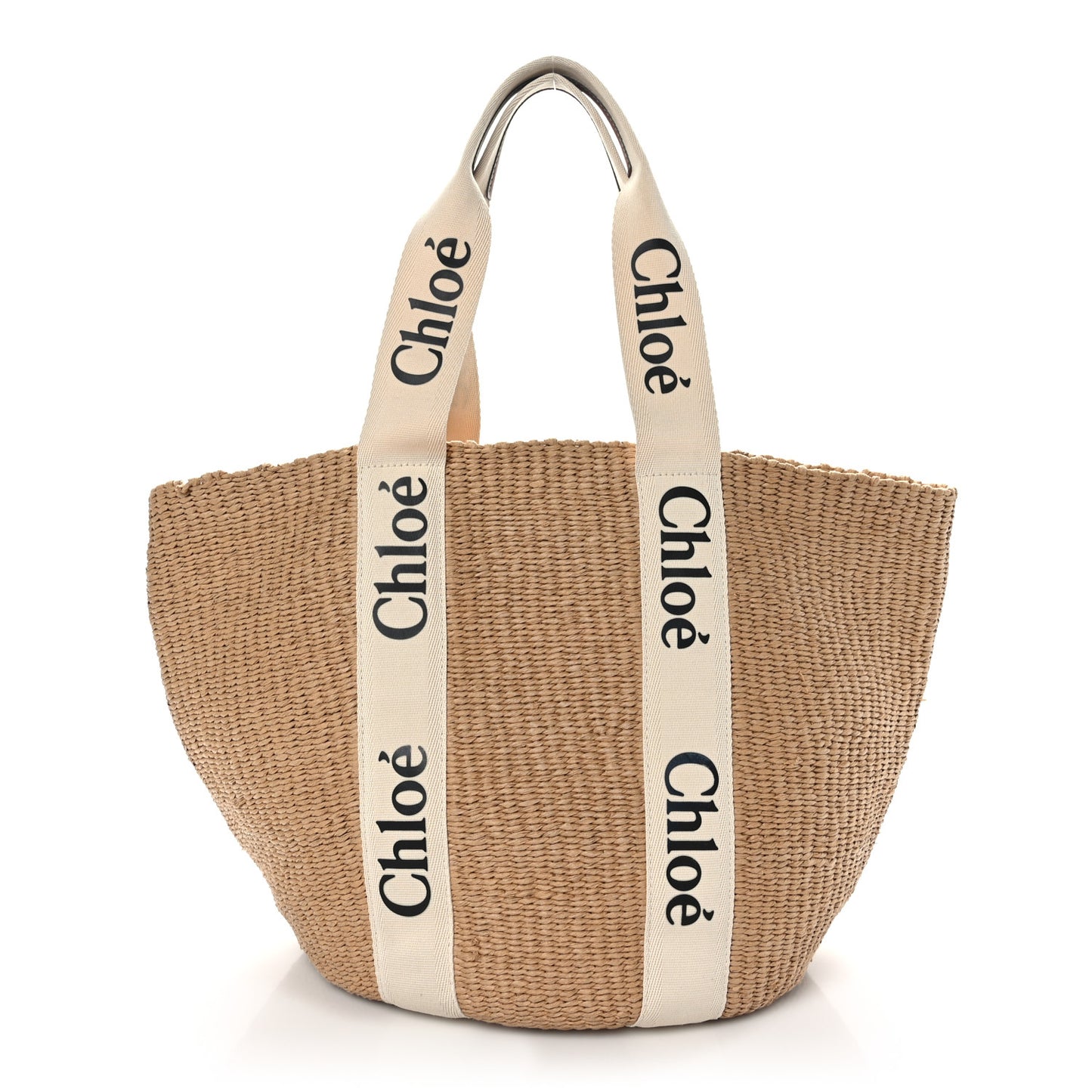 Raffia Large Woody Tote White