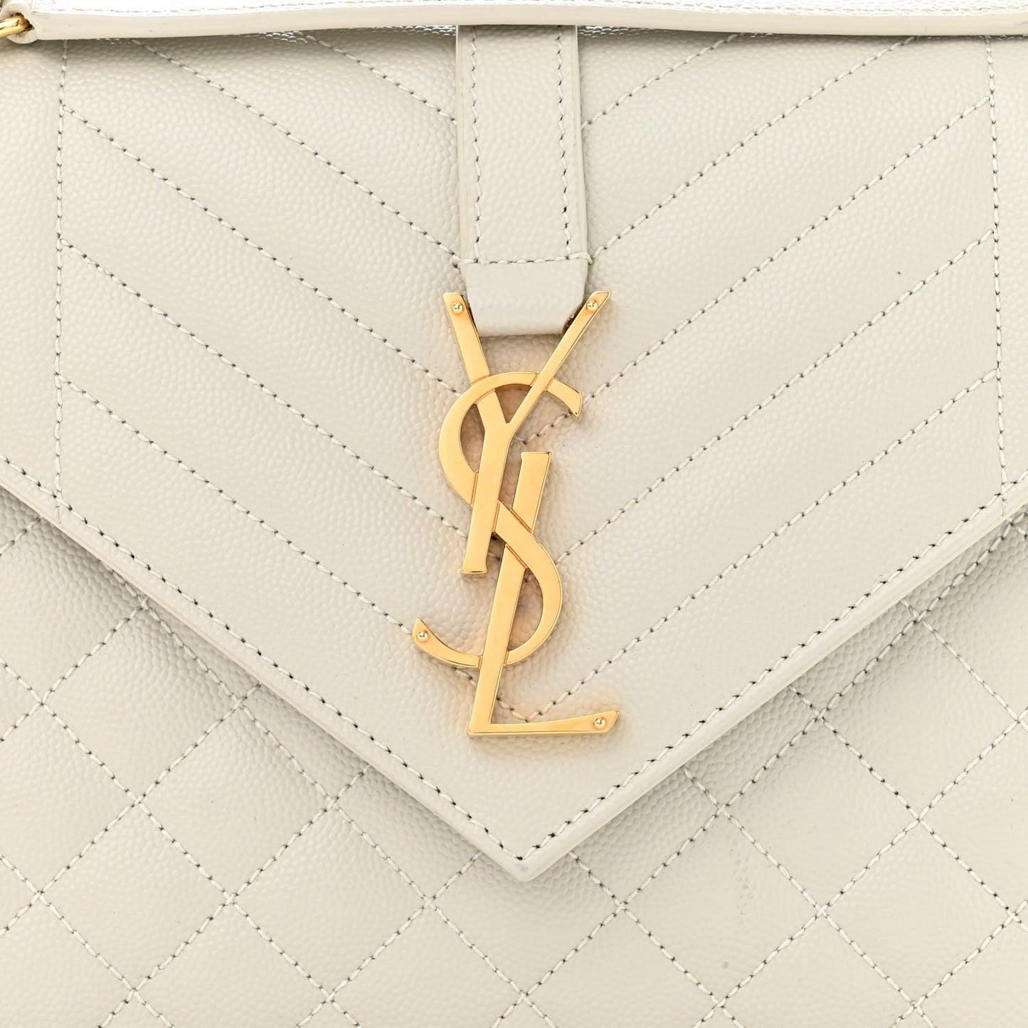 Grain De Poudre Textured Mixed Matelasse Medium Triquilt Monogram Satchel White