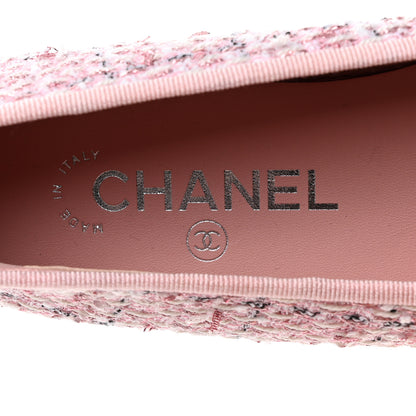 Chanel Tweed Grosgrain Cap Toe Ballerina Flats 37 Pink Black 6 of 9
