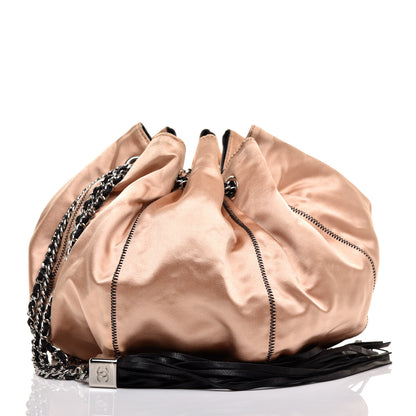 Chanel Lambskin Satin Reversible Sac Cordon Black 7 of 12