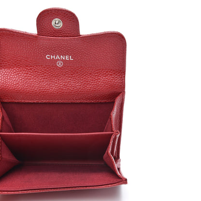 Chanel Caviar Quilted Flap Card Holder Wallet Red 5 of 10