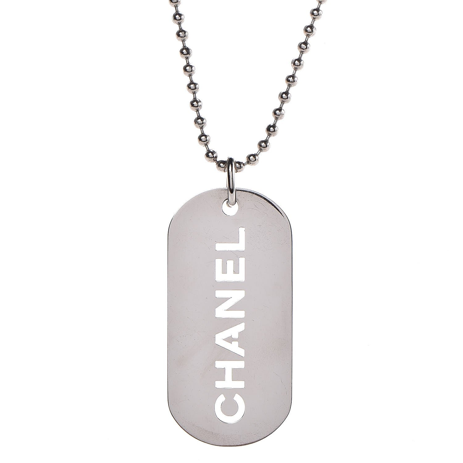 Chanel Dog Tag Necklace Silver 3 of 5