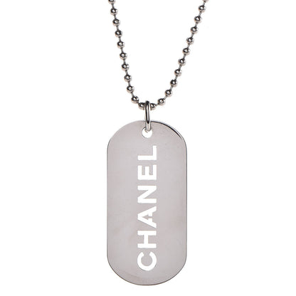 Chanel Dog Tag Necklace Silver 3 of 5