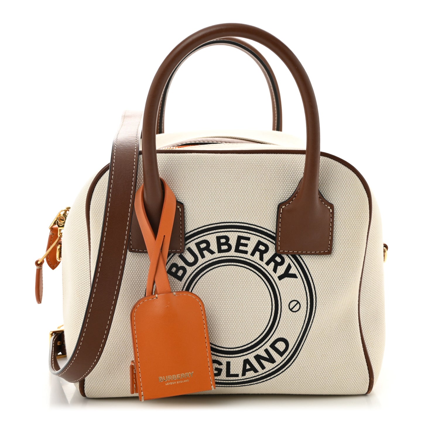 Cotton Canvas Small Logo Cube Bag Natural Tan