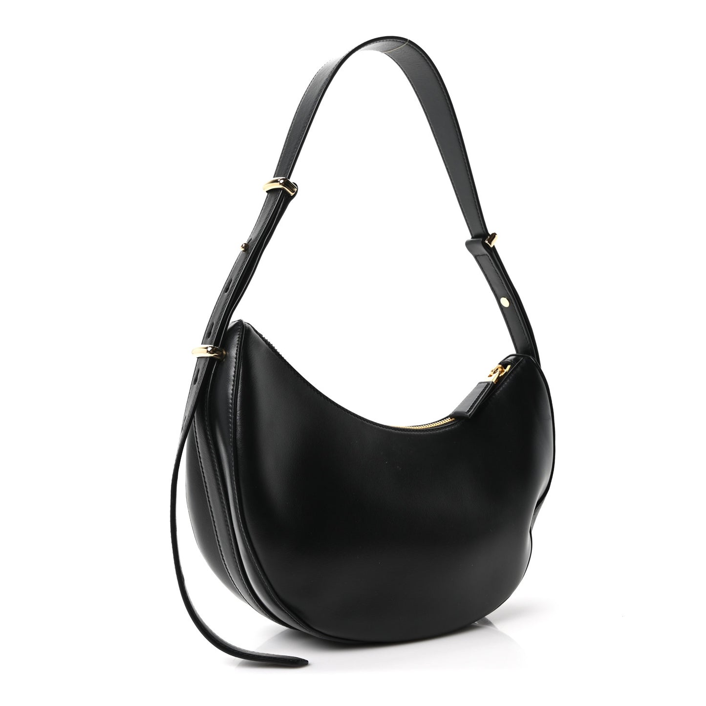Soft Calfskin Arque Shoulder Bag Black
