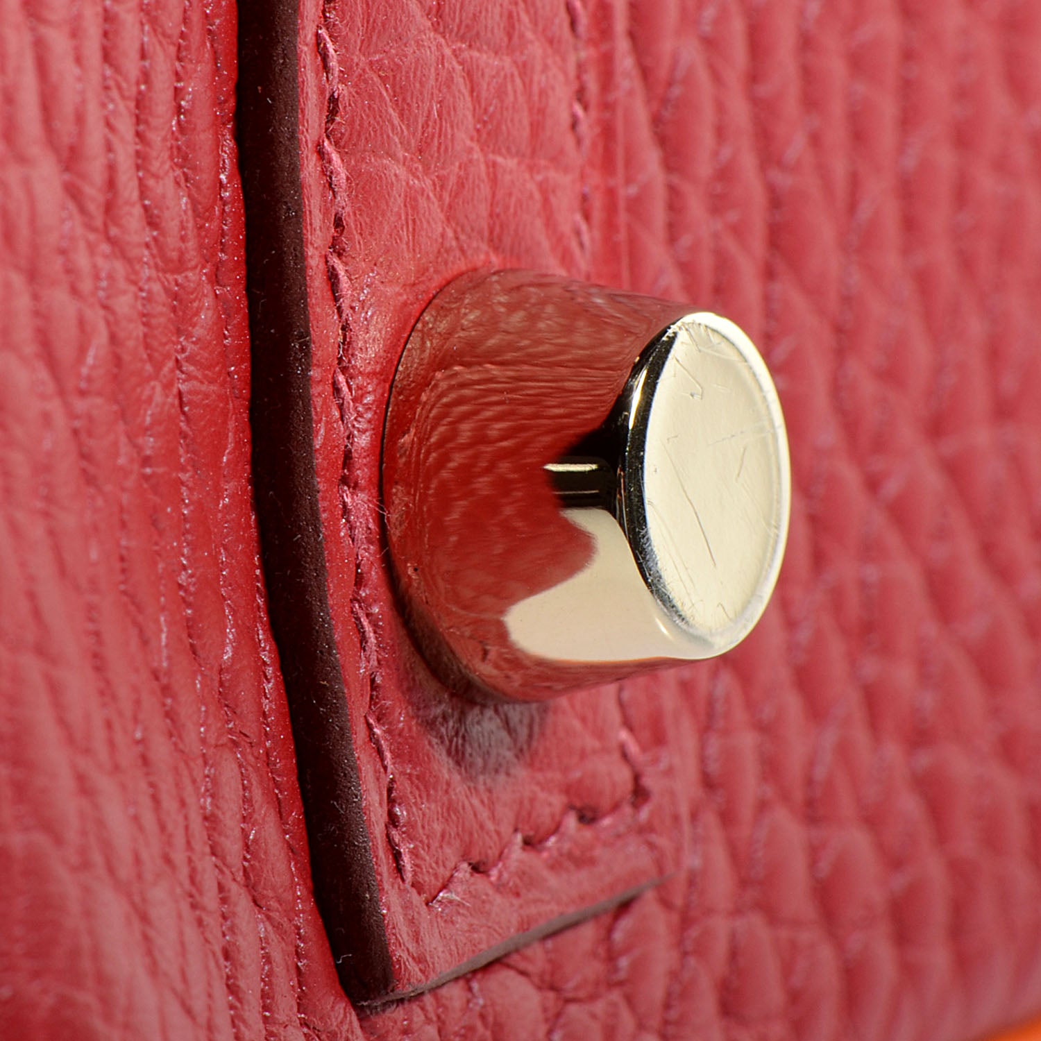 Hermes Taurillon Clemence Horseshoe Bi-Color Birkin 30 Rouge Garance and Orange 22 of 23