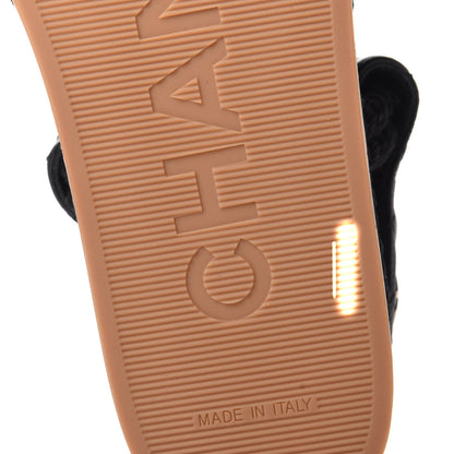 Chanel Cord Lambskin Quilted Logo Sandals 39 Black 8 of 11