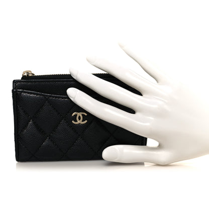 Chanel Caviar Quilted CC Zip Around Card Holder Black 2 of 8