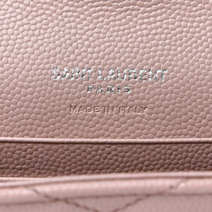 Saint Laurent Grain De Poudre Matelasse Chevron Small Monogram Envelope Wallet Pale Pink 5 of 8